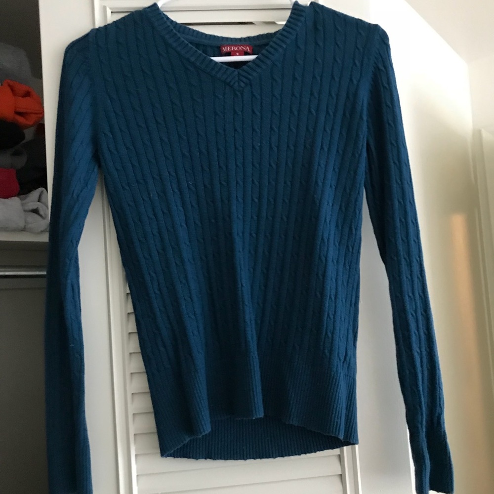 Teal knit vneck sweater